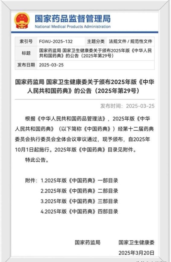 2025年版《中国药典》发布，药品质量标准迈向新高度