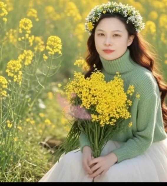 春日油菜花田的浪漫邂逅