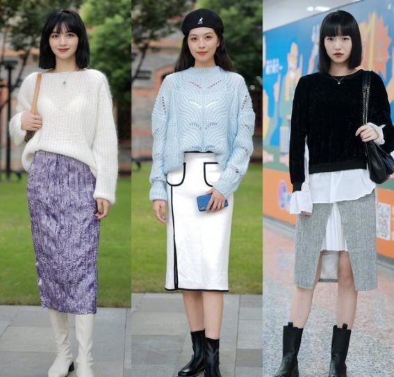 时尚穿搭：杭州女性引领的奶奶靴+长裙潮流