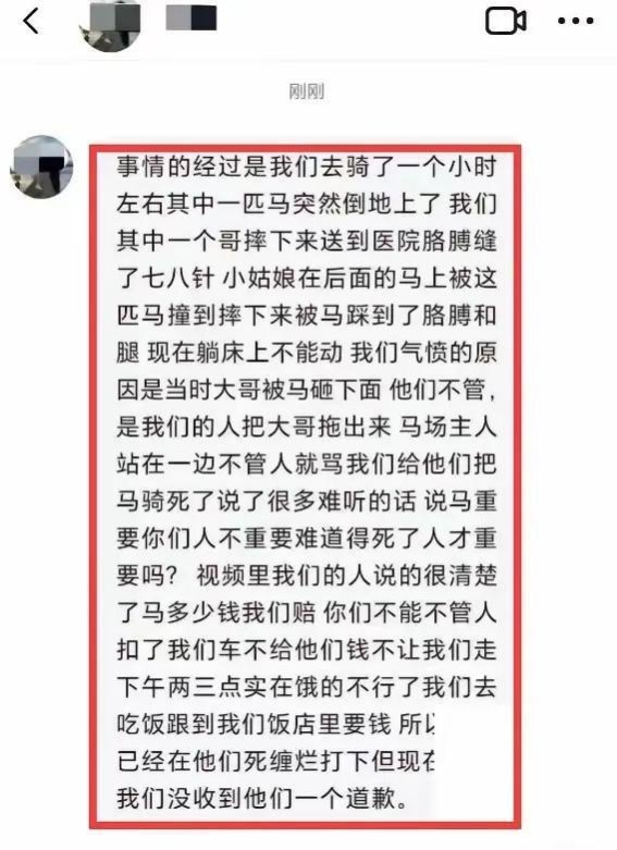 马场猝死马匹砸伤游客后续：游客发声，警察介入后反赔偿马场7000元