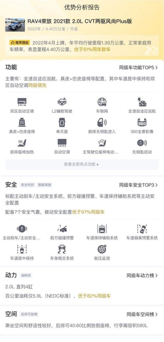 2022年RAV4荣放：性价比高的家用代步SUV
