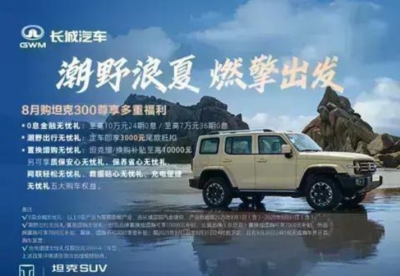 坦克300潮野浪夏燃擎出发，畅享多重购车福利