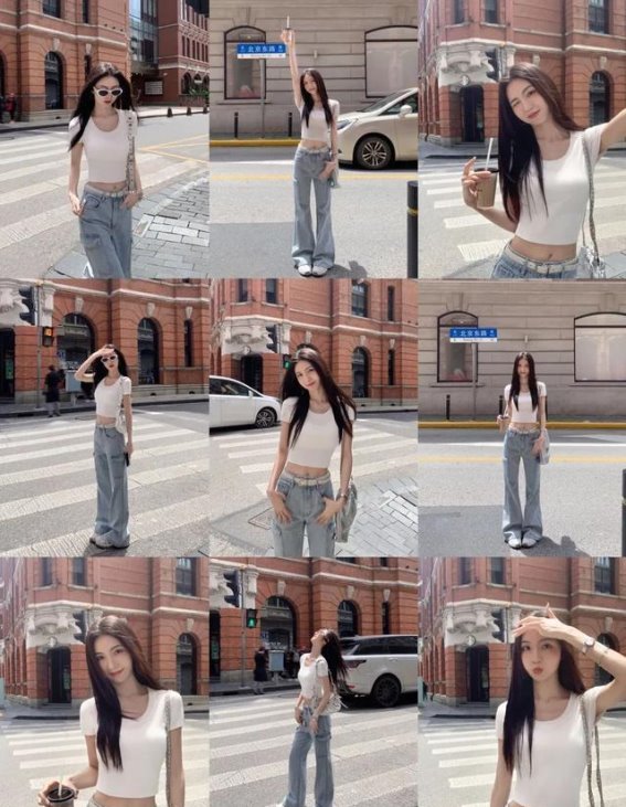 9个牛仔裤拍照姿势，教你在人行道上拍出大片又飒又甜