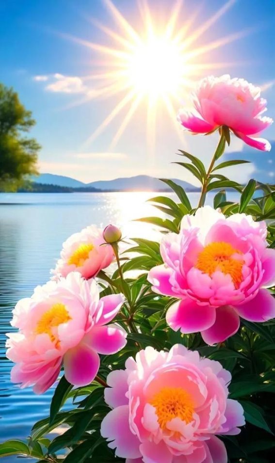 湖畔牡丹：自然之美的绚丽绽放
