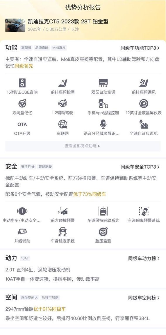 17万购凯迪拉克CT5 2023款 28T 铂金型，性价比高，豪华与实用兼备