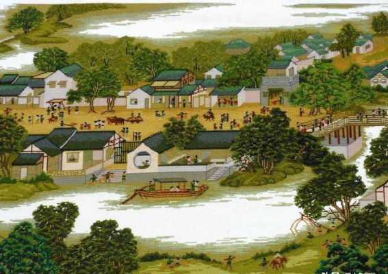 天龙古洞景区展示20米巨幅《清明上河图》，感受北宋风韵